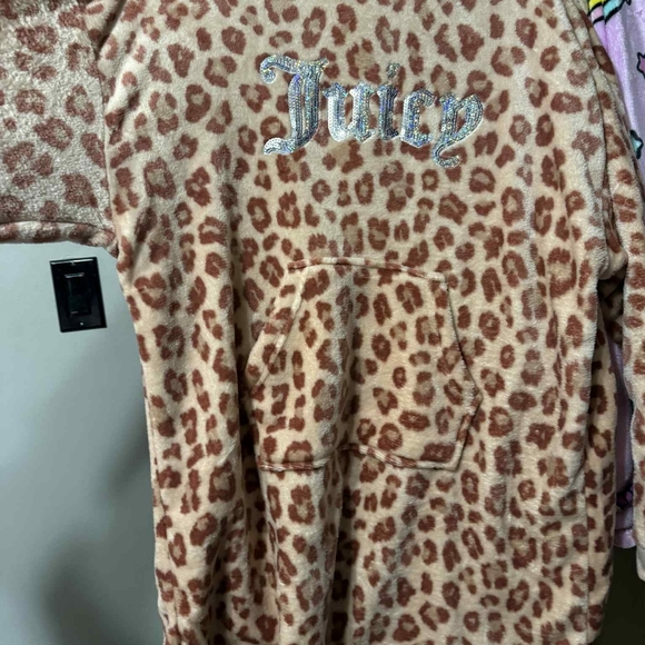Juicy Couture Leopard Print Pajama Hoodie with Glittering Logo - Picture 1 of 2